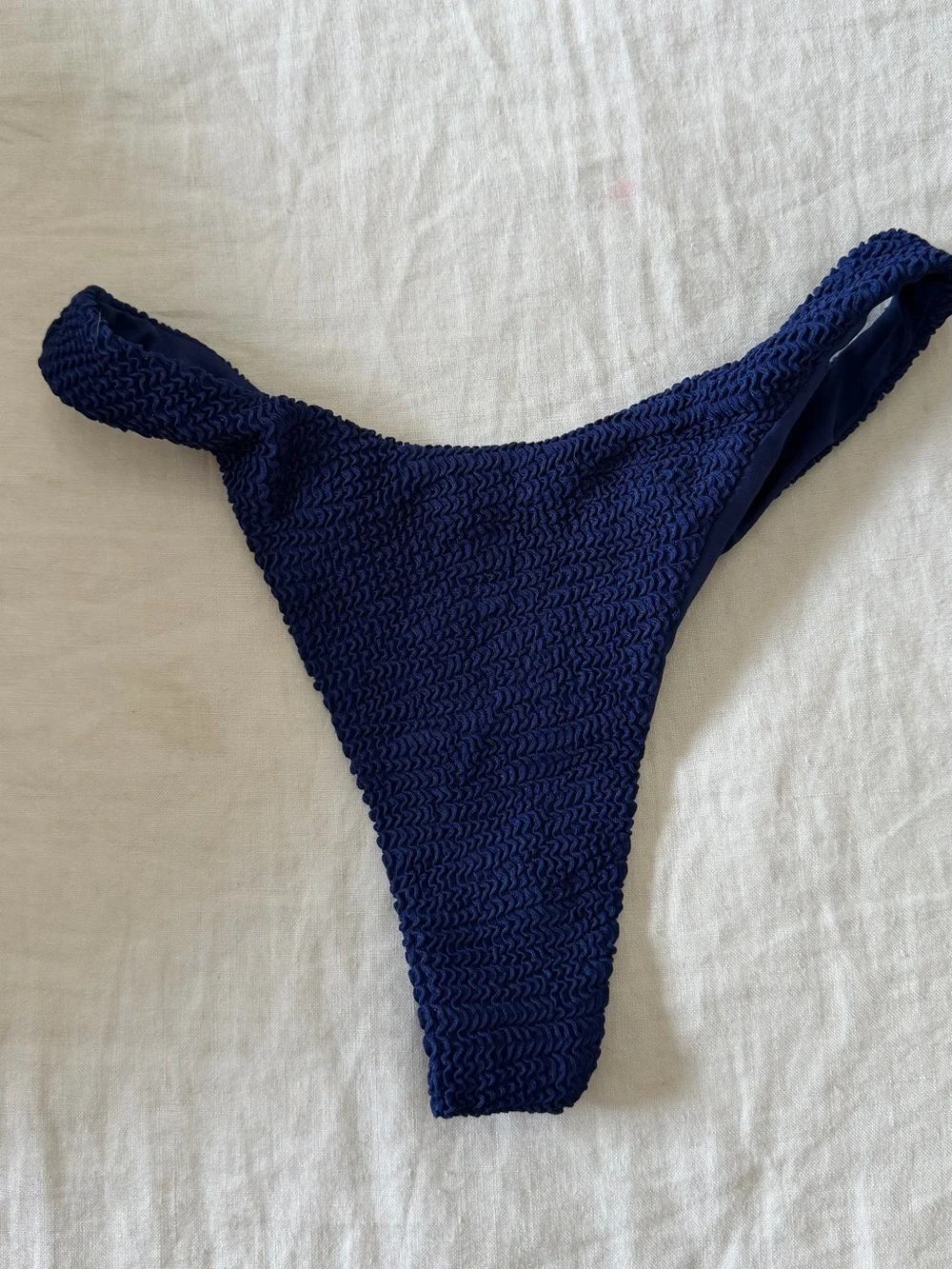 Monday Swimwear Midnight Navy Crinkle Bikini Bottoms- Thong